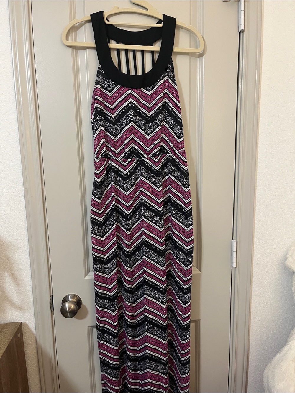 No Boundaries Chevron Maxi Dress in Purple and Black